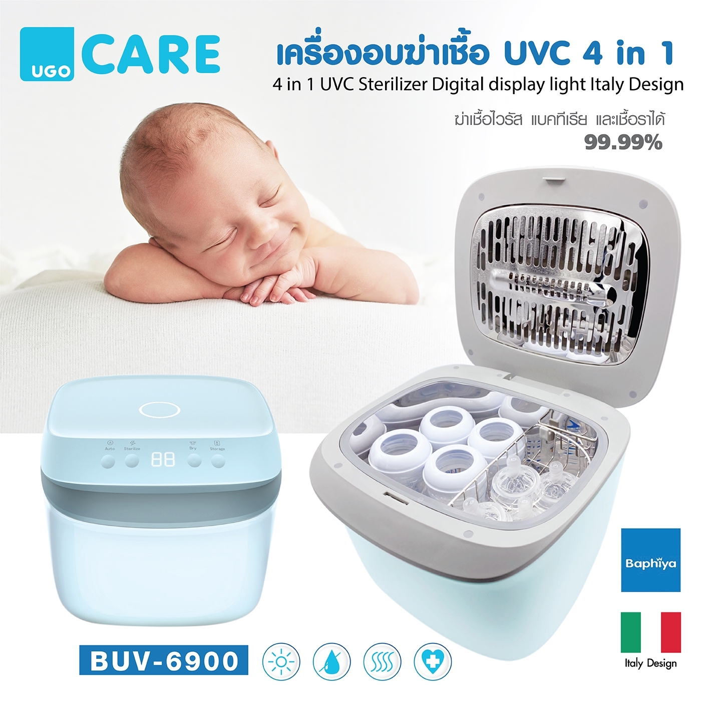 4 in 1 UVC Sterilizer Digital display light Italy Design